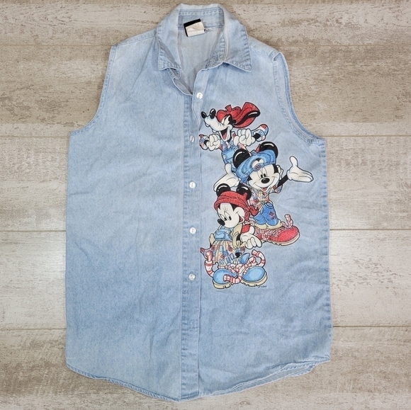Vintage Mickey Mouse Sleeveless Blouse Size Small - Picture 1 of 6